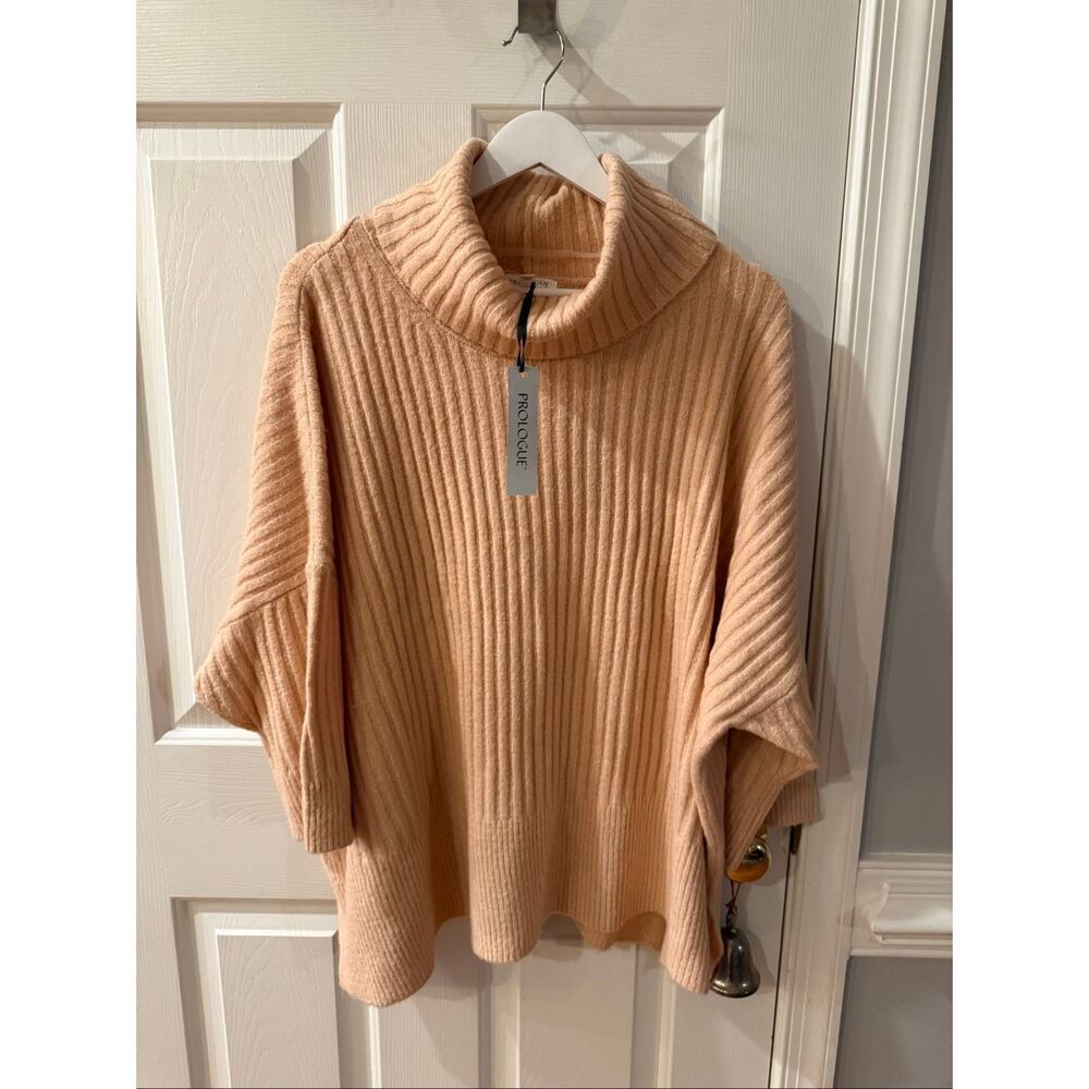 Prologue Blush Pink Soft Wide Ribbed Turtleneck  Sweater sz XXL NWT